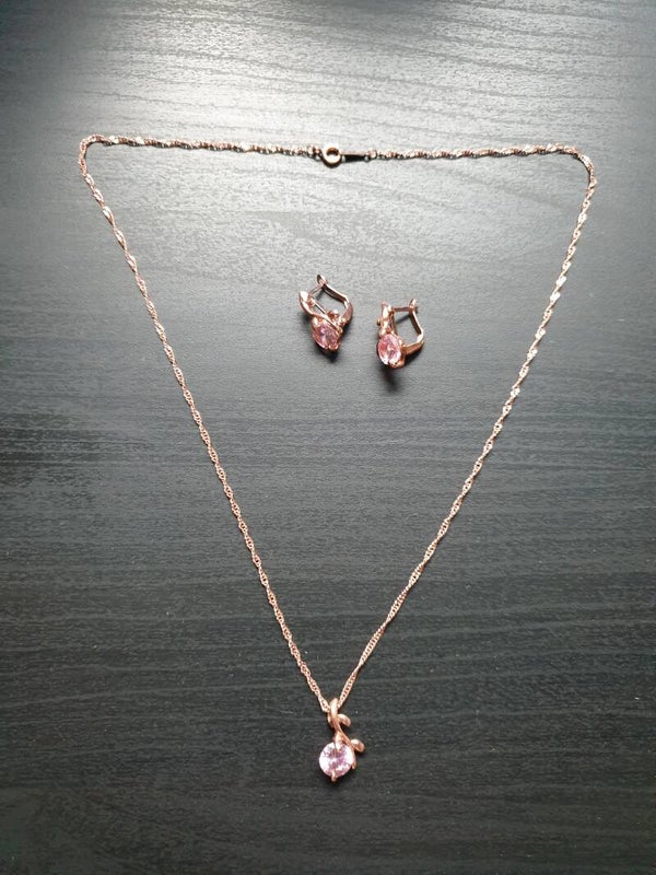 Parure "Petite perle" rose