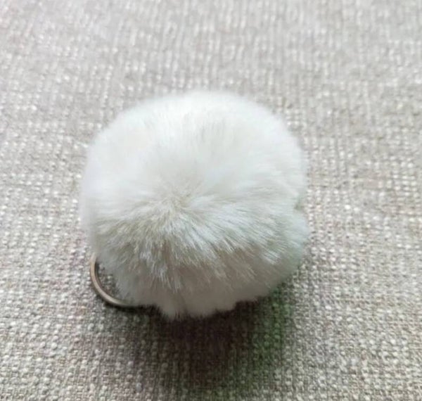 Porte-clés "Pompon" blanc
