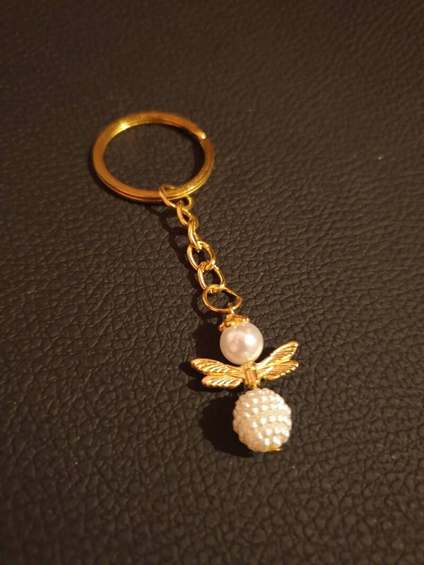 Porte-clés "Ange" doré blanc