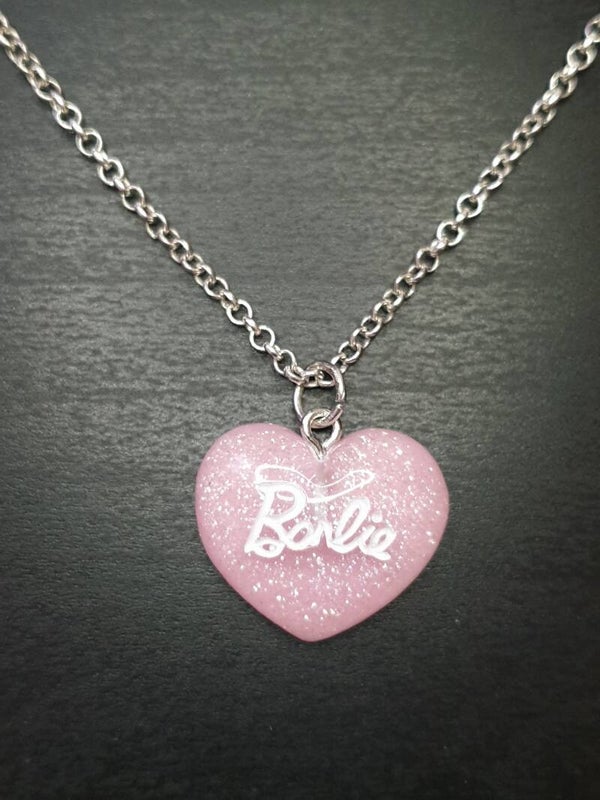 Collier fantaisie "Barbie" rose clair