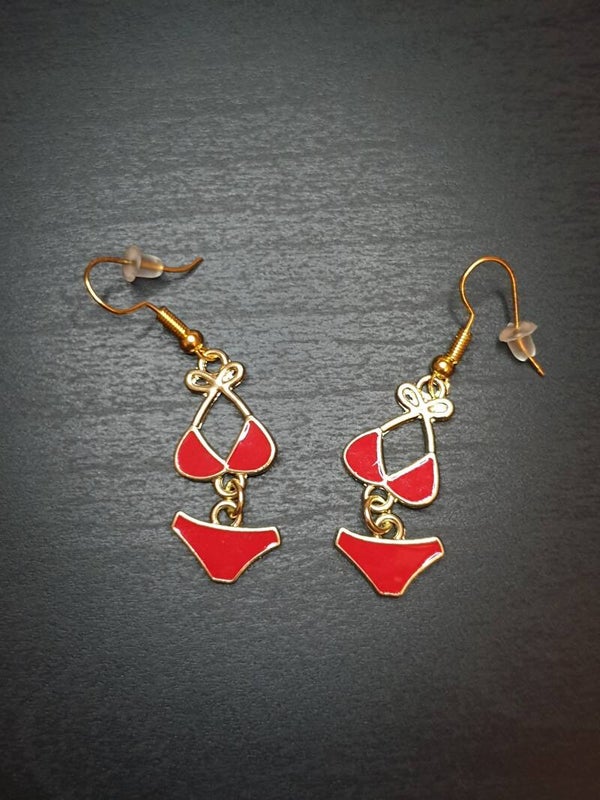 Boucles d'oreilles fantaisie "Maillot de bain" rouge