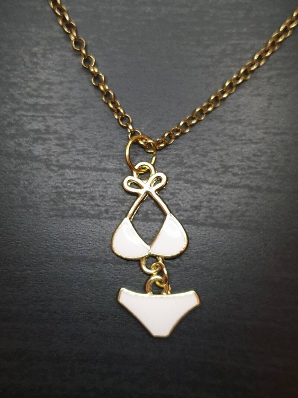 Collier fantaisie "Maillot de bain" blanc