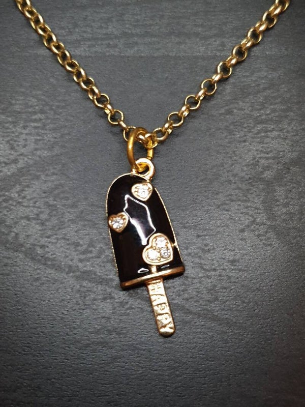 Collier fantaisie "Glace" noire