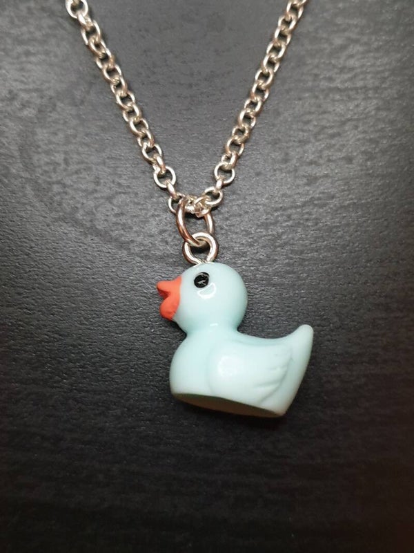 Collier fantaisie "Canard" bleu