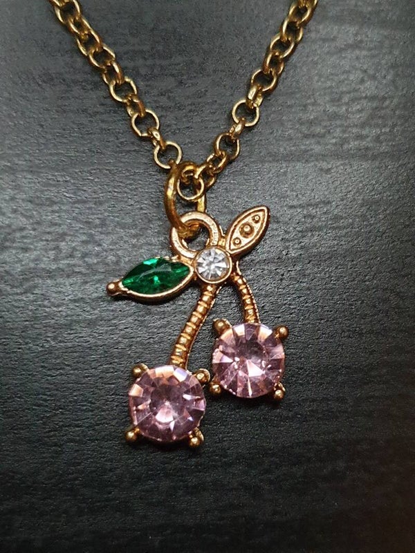 Collier fantaisie "Cerise" rose