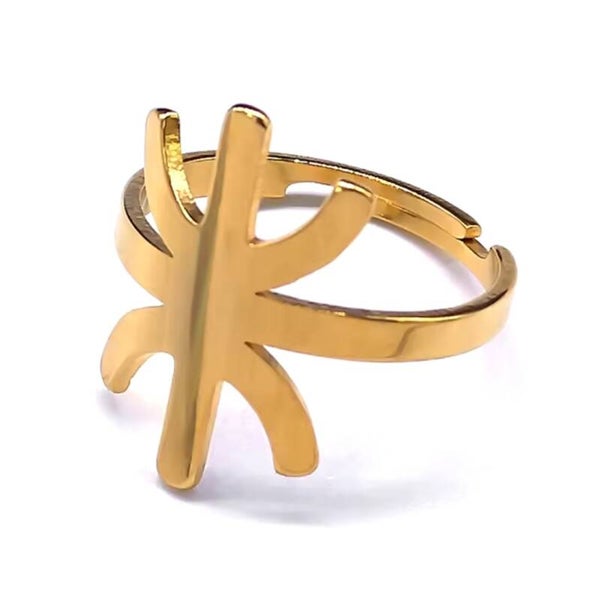 Bague ajustable Kabyle dorée en acier inoxydable