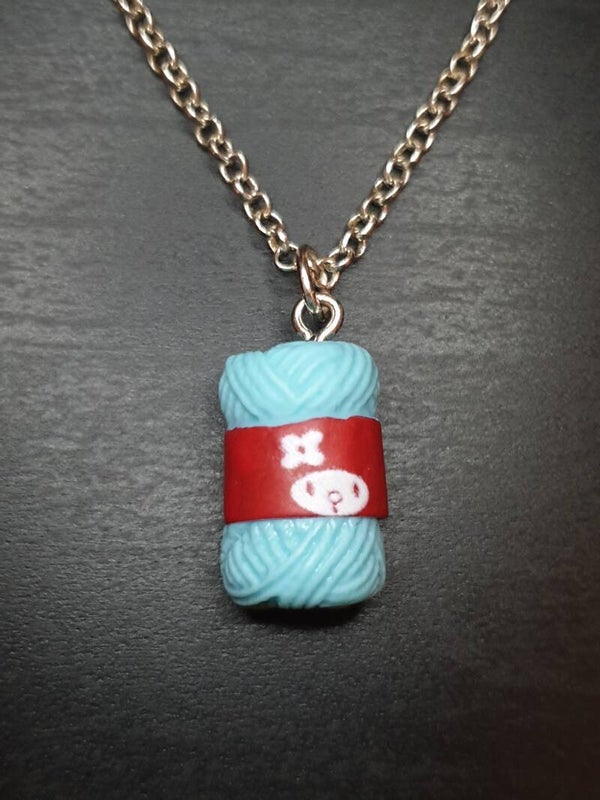 Collier fantaisie "Pelote" bleu