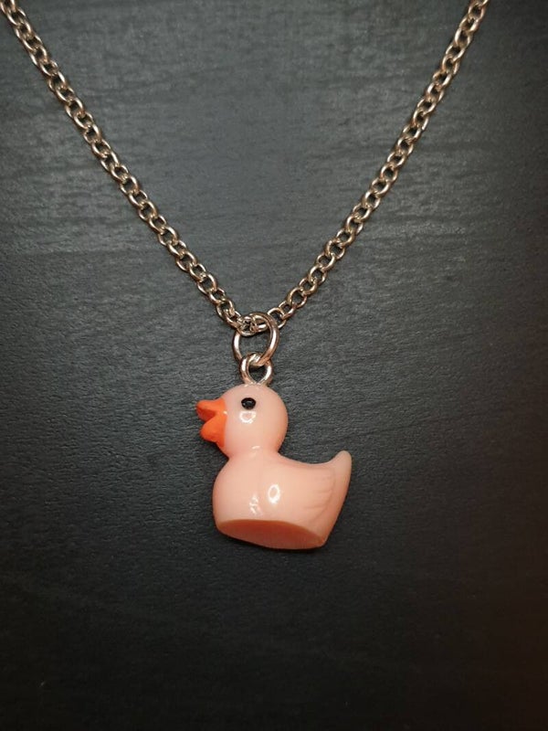 Collier fantaisie "Canard" rose