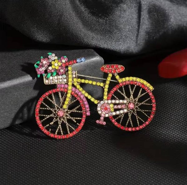 Broche "Bicyclette" rouge