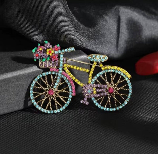 Broche "Bicyclette" bleue