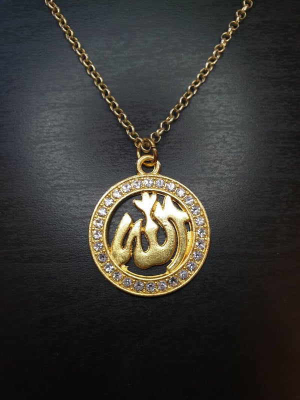 Collier fantaisie "Allah" doré