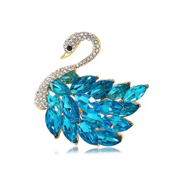 Broche cygne bleu et dorée