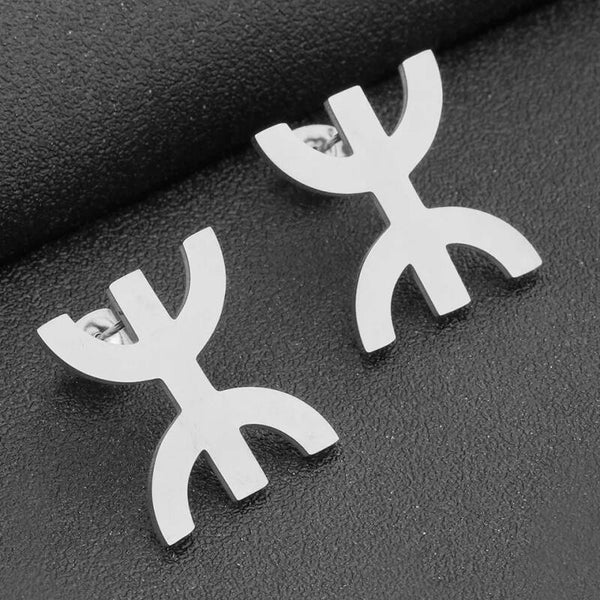 Boucles d'oreilles fantaisie "Kabyle" argentées