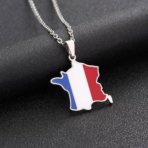 Collier fantaisie "France" argenté