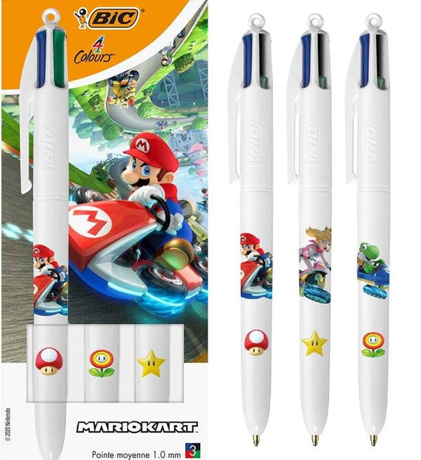 Lot de 3 stylos Bic 4 couleurs "Mario"