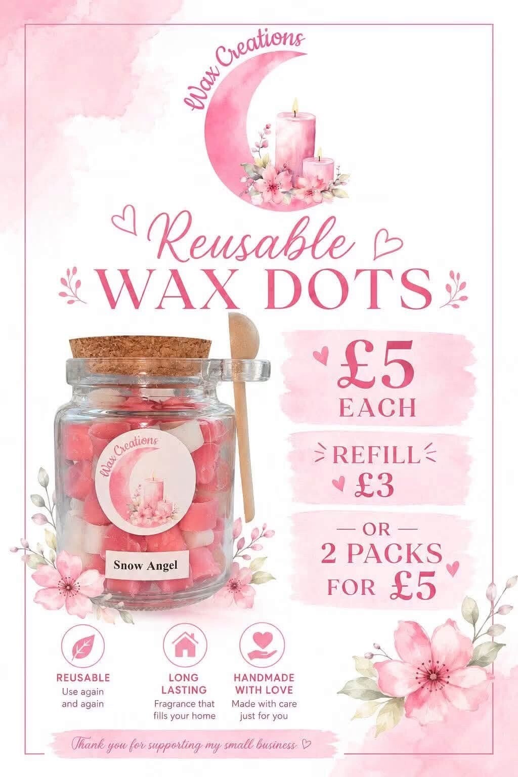 Reusable wax dots