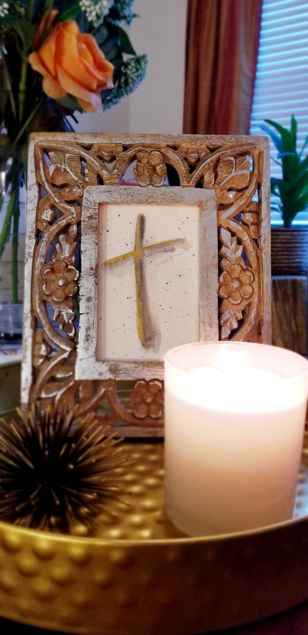 Watercolor Metallic Crosses on Paper