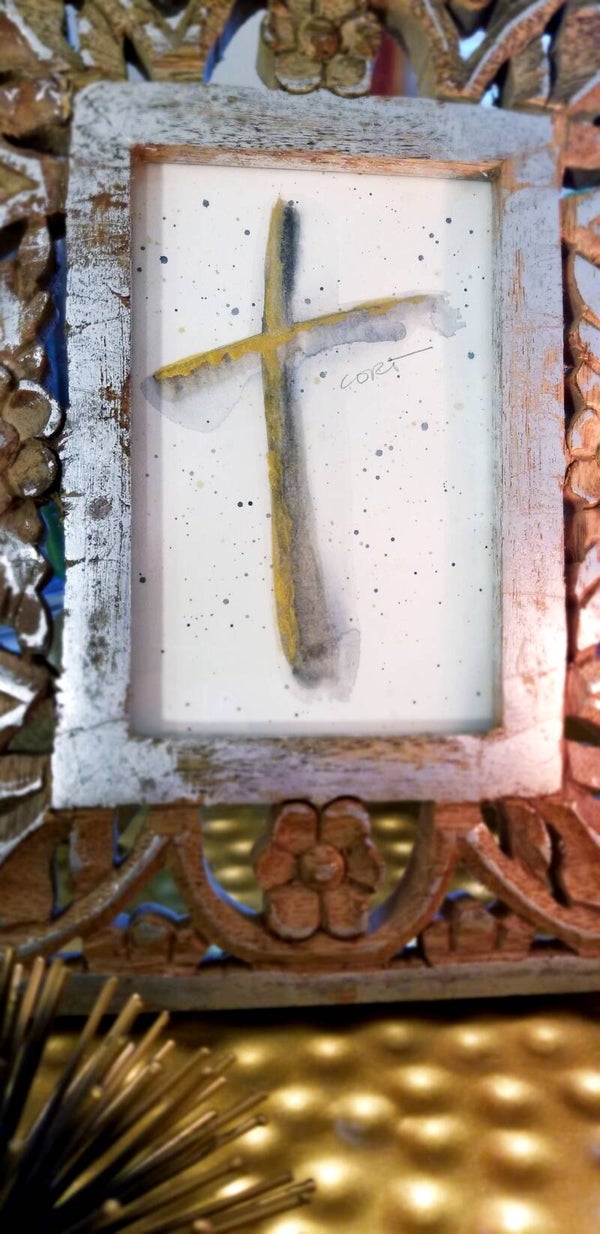 Watercolor Metallic Cross Prints