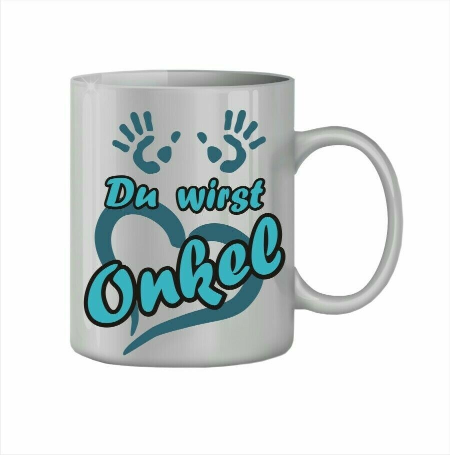 Tasse, Kaffeepott, Kaffeetasse, silber "Du wirst Onkel" ideal zum Verschenken