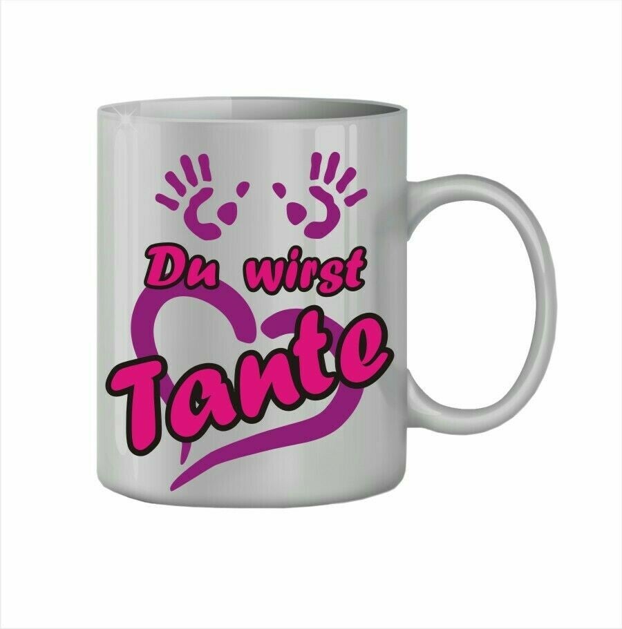 Tasse, Kaffeepott, Kaffeetasse, silber "Du wirst Tante" ideal zum Verschenken