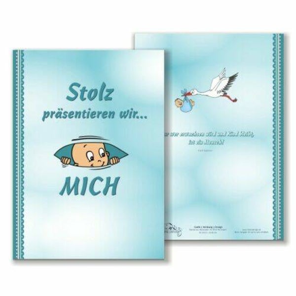 Babytagebuch Jungen, DIN A4, 48 süße bunte Seiten zum Beschriften, Hardcover