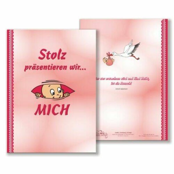 Babytagebuch für Mädchen, DIN A4, 48 süße bunte Seiten zum Beschriften, Hardcover
