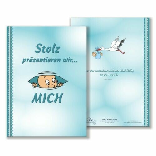 Babytagebuch Jungen, DIN A4, 48 süße bunte Seiten zum Beschriften, Hardcover