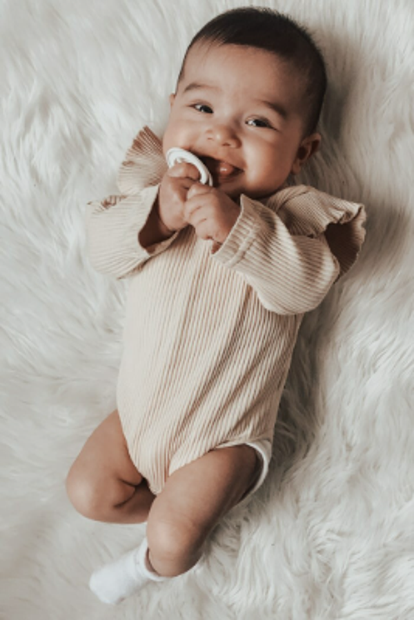 Ruffle Romper Beige
