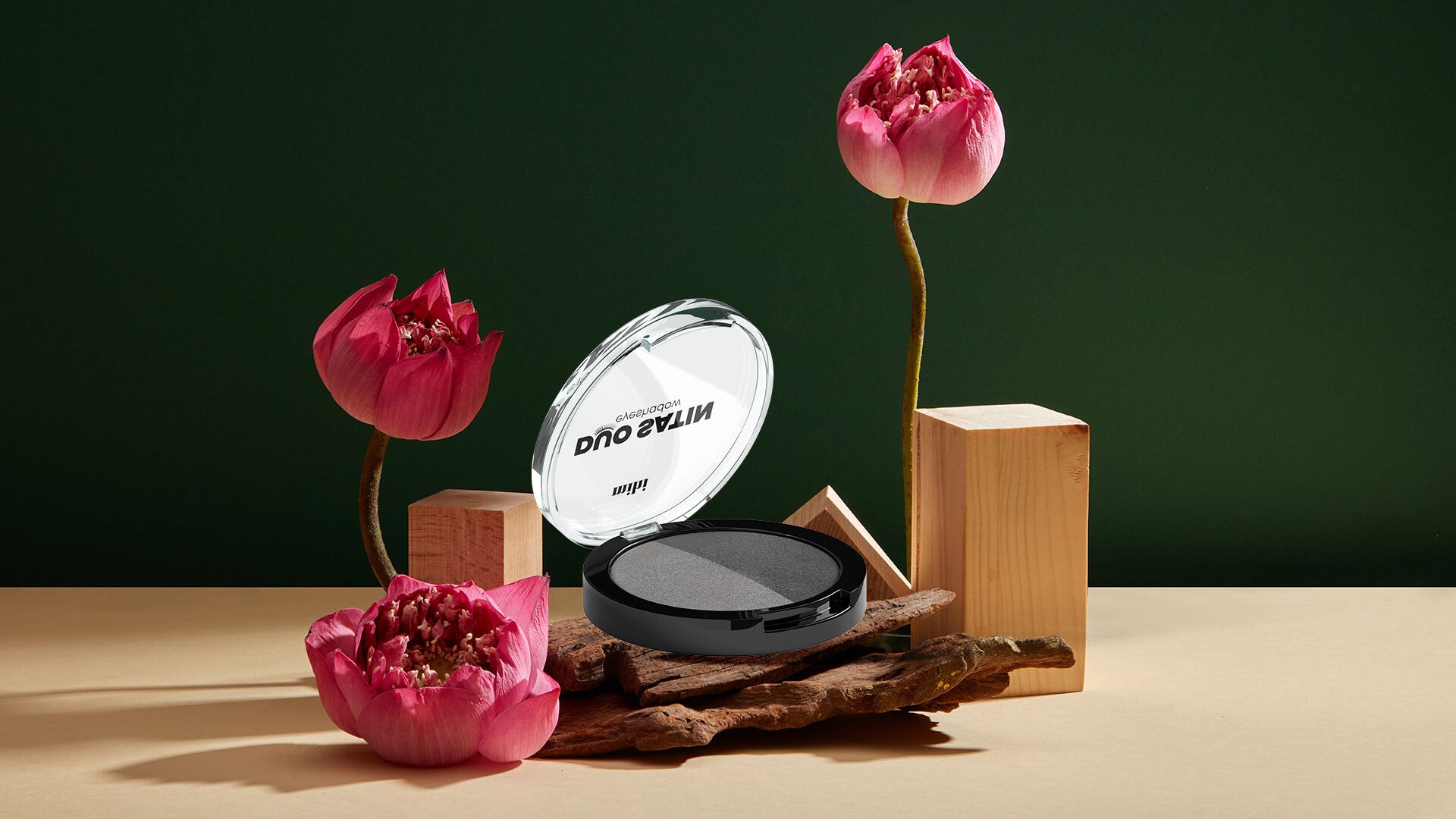 Eyeshadow. Duo Satijn Oogschaduw 02 (lichtgrijs - donkergrijs)