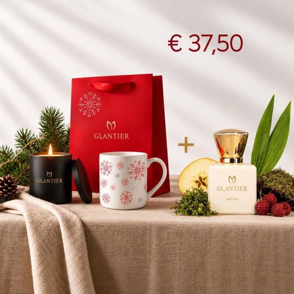 Feestelijke Kerstset - Kaars, beker, tas en 50 ml pure parfum