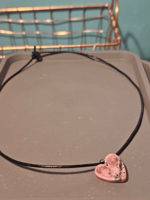 Leather with stone necklace