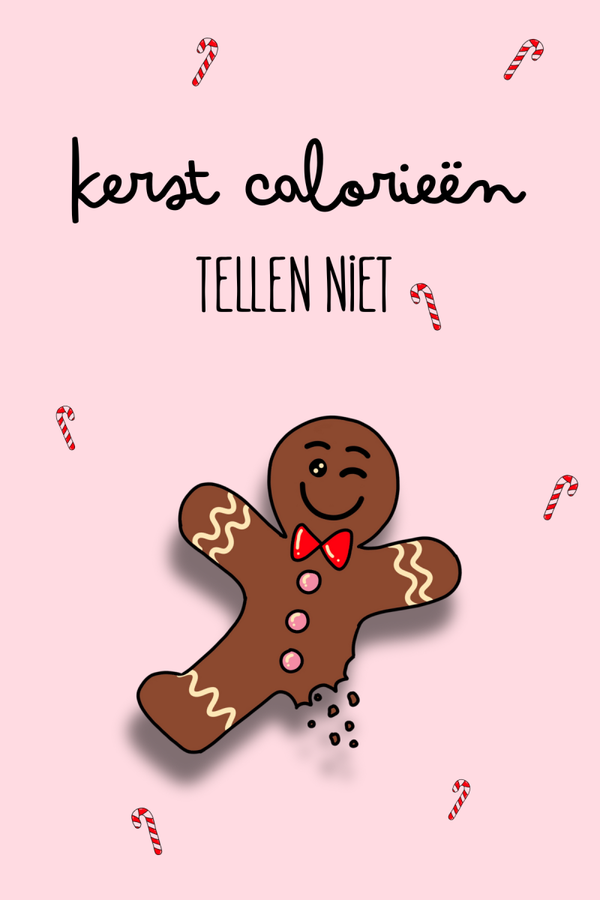 Kaart kerstcalorieën tellen niet- roze