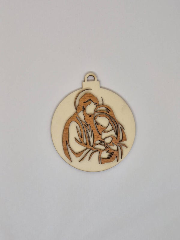 Kerstornament 2D Jozef en Maria