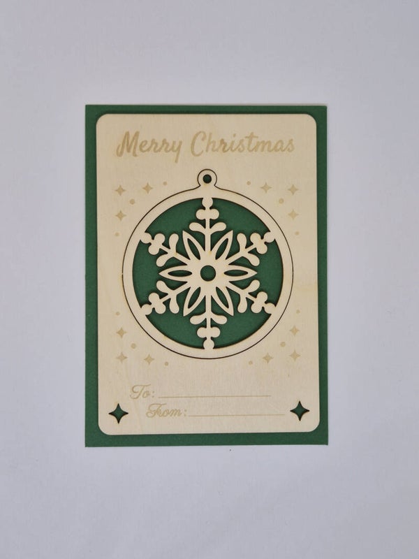 Kerstkaart met sneeuwvlok