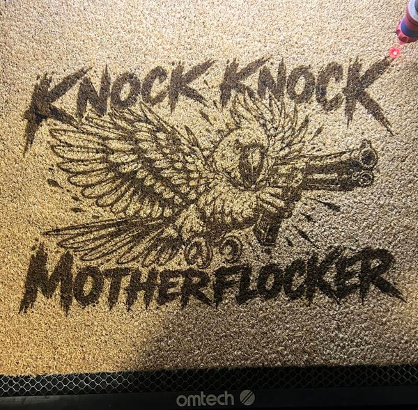 Naughty Parrot Laser-Engraved Doormat