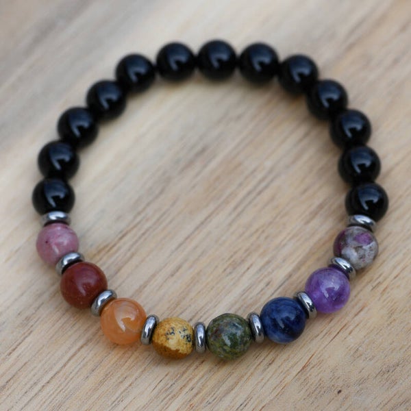 Rainbow with Black Obsidian