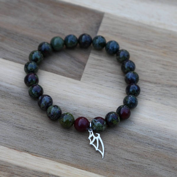 Sterling Silver Dragon Wing with Dragon Blood Jasper