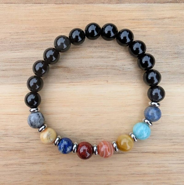 Solar System with Rainbow Obsidian