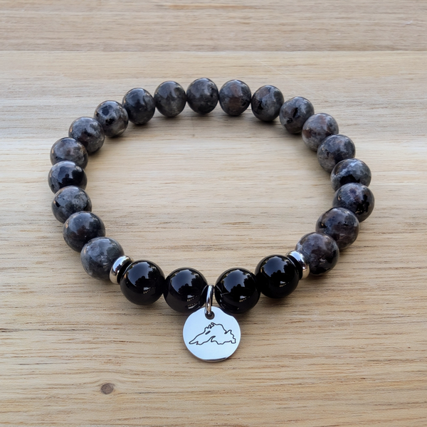 Lake Superior Charm with Yooperlite and Black Onyx