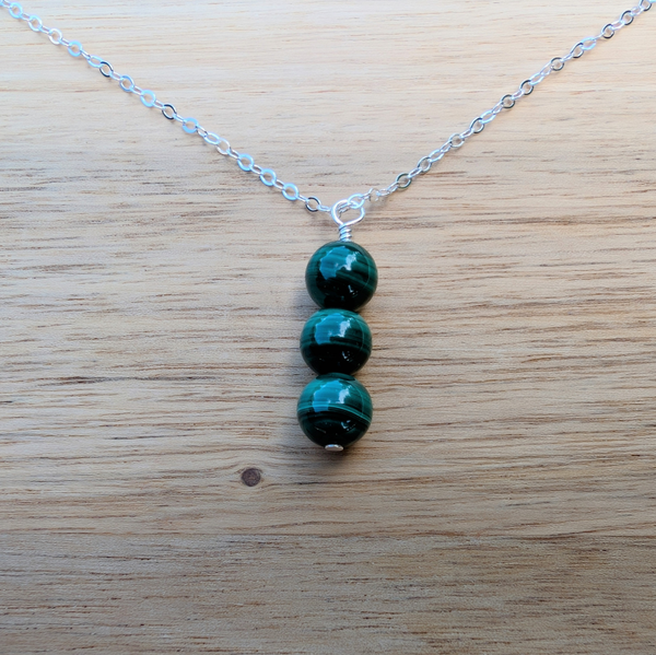 Malachite with 925 Sterling Silver Necklace