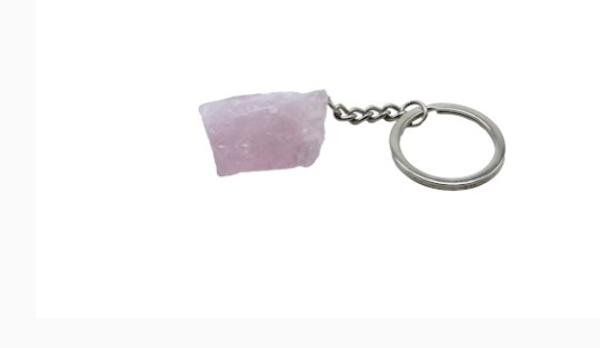 💗 Porte-Clés Quartz Rose brut – 3 cm