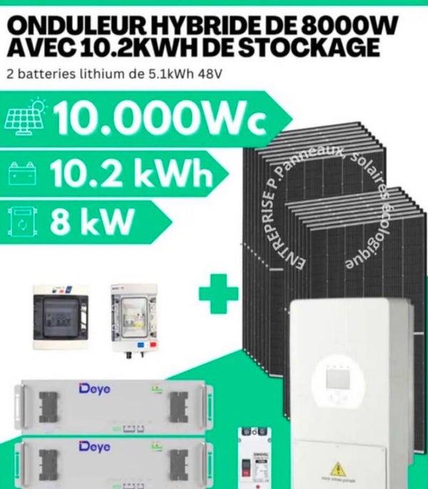 IT solaire 10000W avec batterie 10 kWh