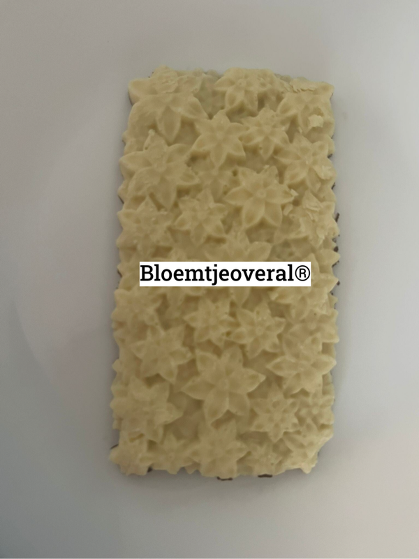 Bloemtjeoveral® exclusieve witte puur chocolade Reep