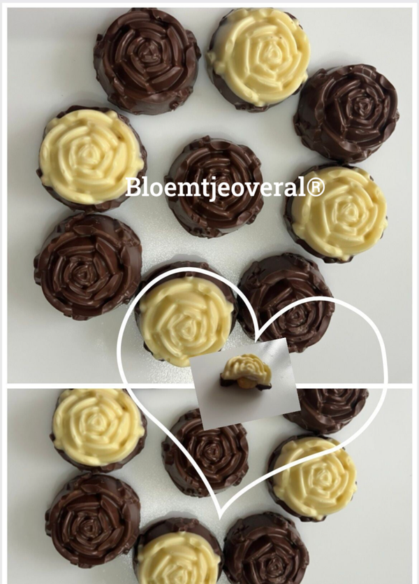 Bloemtjeoveral® exclusieve chocolade Bloemen met Macadamia