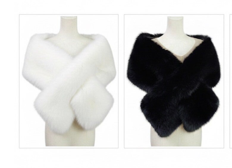 Imitatie Bont Sjaal Zwart/Wit – Extra Zacht & Stijlvol (160 x 30 cm)