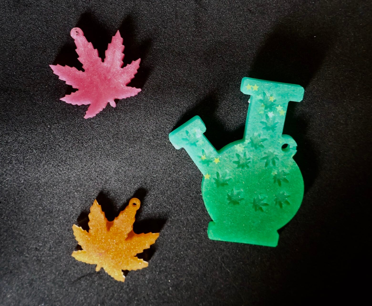 Resin Leaf or Bong Key Rings