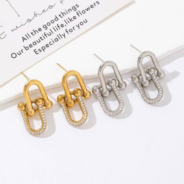 Oorbellen Closure Strass (goud)