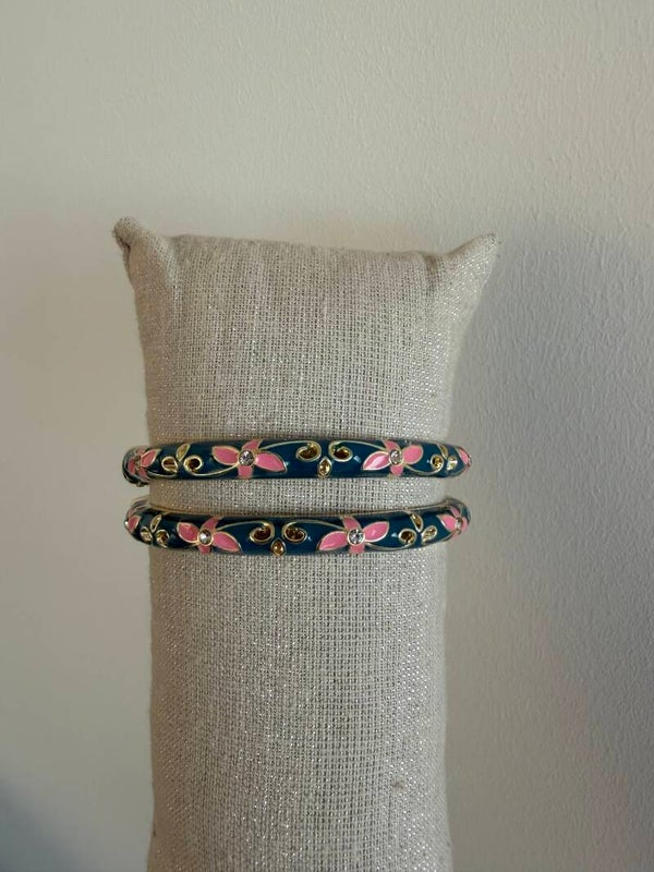 Koperen Bangle (Blauw/Roze)