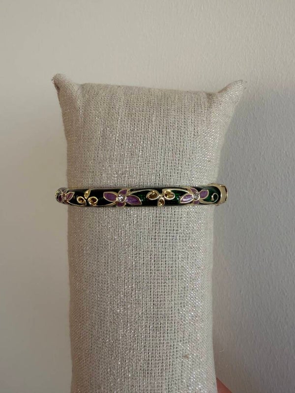 Koperen Bangle (Donkergroen/Paars)