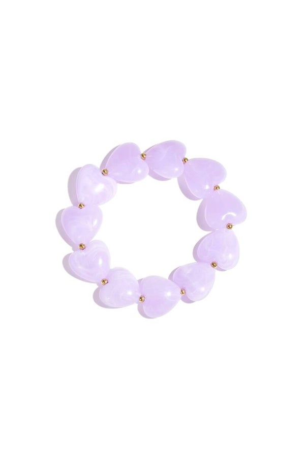 Armband met hartvormige kralen lila